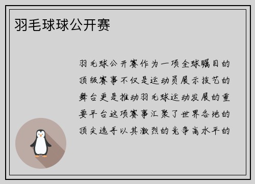 羽毛球球公开赛